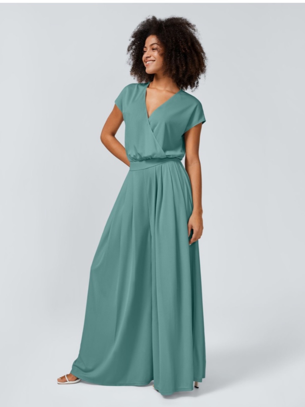 Brand New Halara V Neck Short Sleeve Wide Leg Flowy Waffle Jumpsuit Large Canton